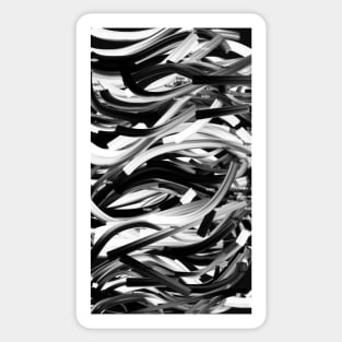 Black & White Strips Abstract Art Sticker